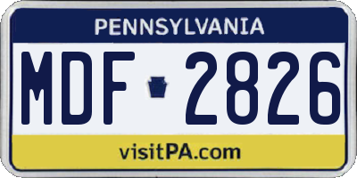PA license plate MDF2826