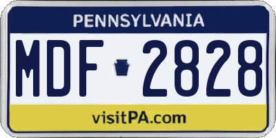 PA license plate MDF2828