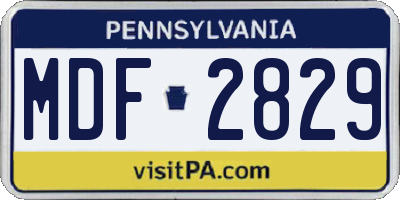 PA license plate MDF2829