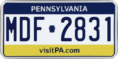 PA license plate MDF2831