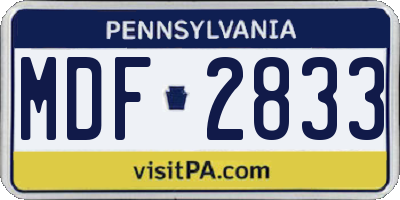 PA license plate MDF2833