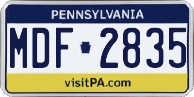 PA license plate MDF2835