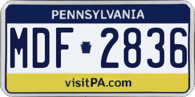 PA license plate MDF2836