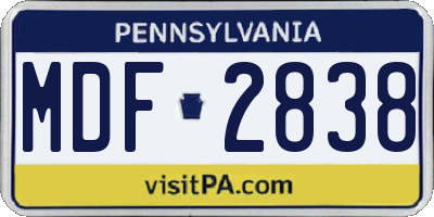 PA license plate MDF2838