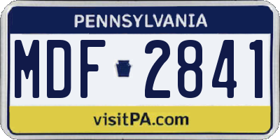 PA license plate MDF2841