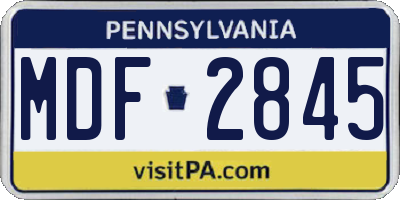 PA license plate MDF2845