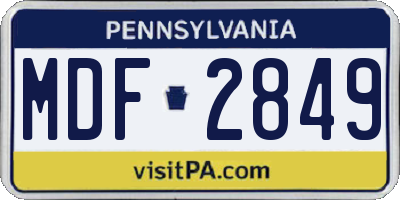 PA license plate MDF2849