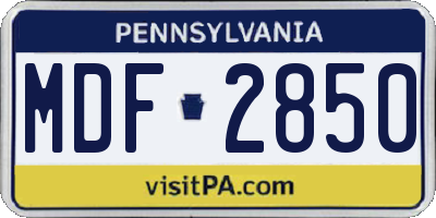 PA license plate MDF2850