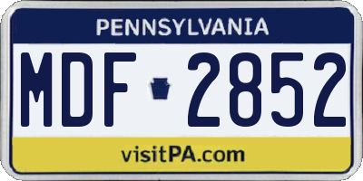 PA license plate MDF2852