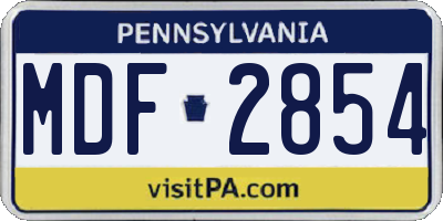 PA license plate MDF2854