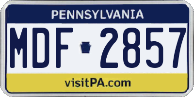 PA license plate MDF2857