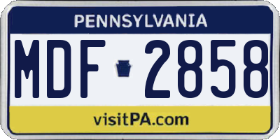 PA license plate MDF2858