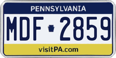 PA license plate MDF2859