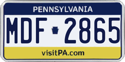 PA license plate MDF2865