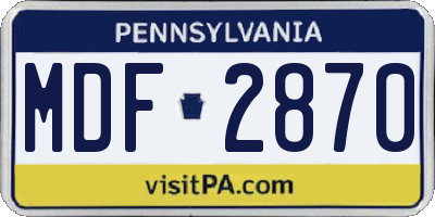 PA license plate MDF2870