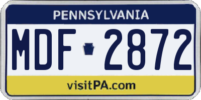 PA license plate MDF2872