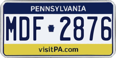 PA license plate MDF2876