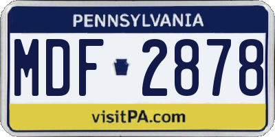 PA license plate MDF2878