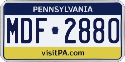 PA license plate MDF2880