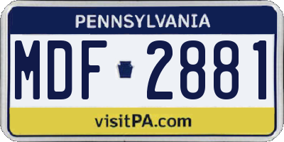 PA license plate MDF2881