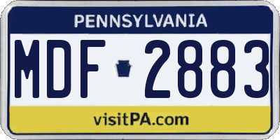 PA license plate MDF2883