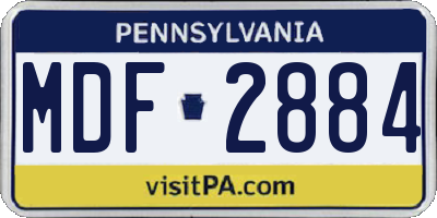 PA license plate MDF2884