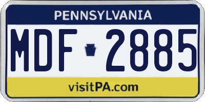 PA license plate MDF2885