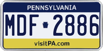 PA license plate MDF2886