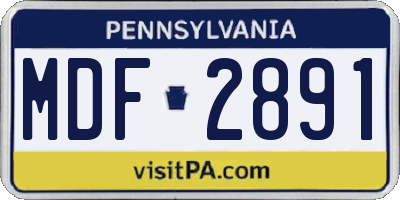 PA license plate MDF2891