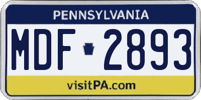 PA license plate MDF2893