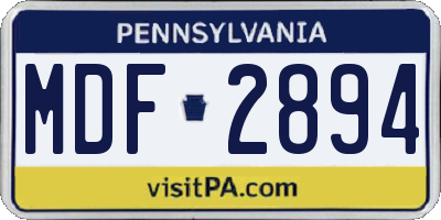 PA license plate MDF2894