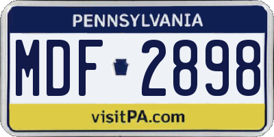 PA license plate MDF2898