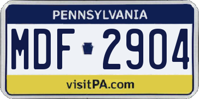 PA license plate MDF2904