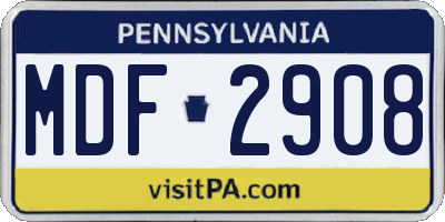 PA license plate MDF2908