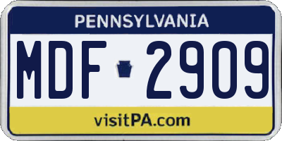PA license plate MDF2909