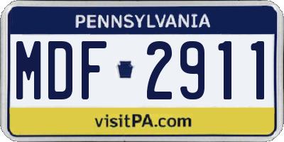 PA license plate MDF2911