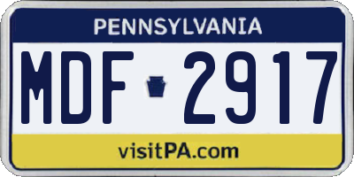 PA license plate MDF2917