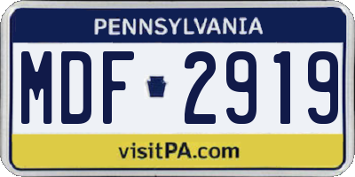 PA license plate MDF2919