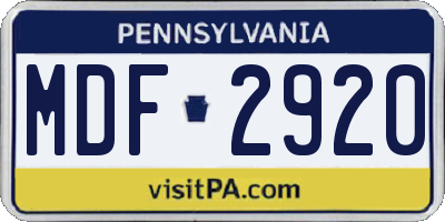 PA license plate MDF2920