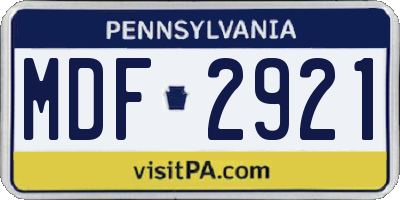 PA license plate MDF2921
