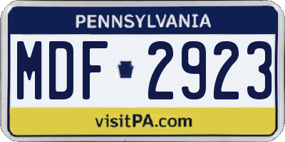 PA license plate MDF2923
