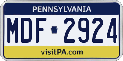 PA license plate MDF2924