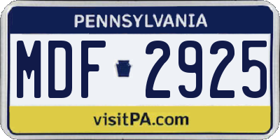 PA license plate MDF2925
