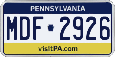 PA license plate MDF2926