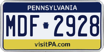 PA license plate MDF2928