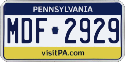 PA license plate MDF2929