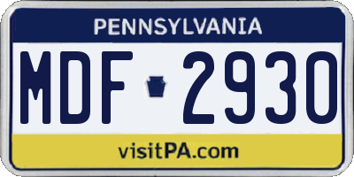 PA license plate MDF2930