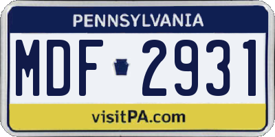 PA license plate MDF2931