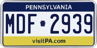 PA license plate MDF2939