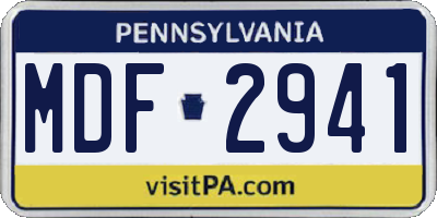 PA license plate MDF2941